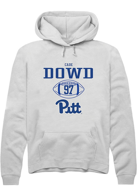 Cade Dowd Rally Mens White Pitt Panthers NIL Sport Icon Hooded Sweatshirt