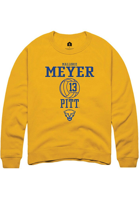 Mallorie Meyer Rally Mens Gold Pitt Panthers NIL Sport Icon Crew Sweatshirt