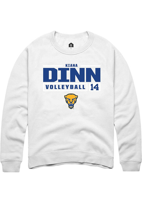 Kiana Dinn Rally Mens White Pitt Panthers NIL Stacked Box Crew Sweatshirt