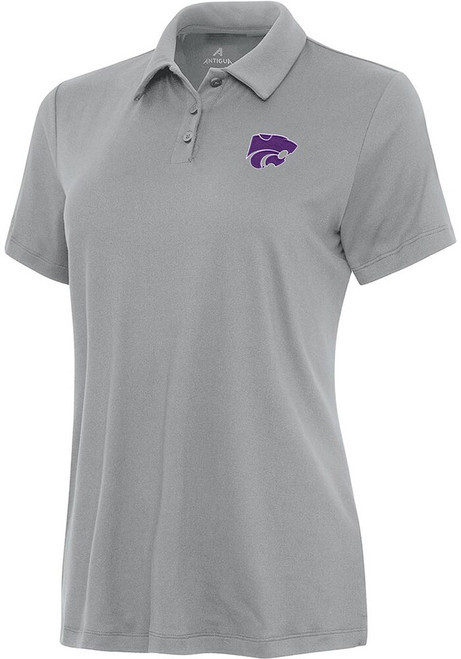 Womens K-State Wildcats Grey Antigua Reprocess Recycled Short Sleeve Polo Shirt