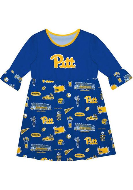 Girls Pitt Panthers Blue Vive La Fete Sandie Impressions Short Sleeve Dress