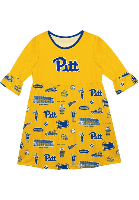 Girls Pitt Panthers Gold Vive La Fete Sandie Impressions Short Sleeve Dress