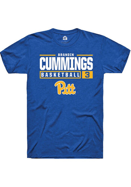 Brandin Cummings Blue Pitt Panthers NIL Stacked Box Short Sleeve T Shirt