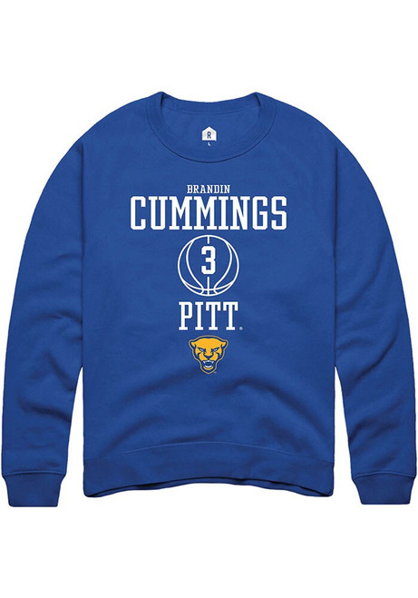 Brandin Cummings Rally Mens Blue Pitt Panthers NIL Sport Icon Crew Sweatshirt