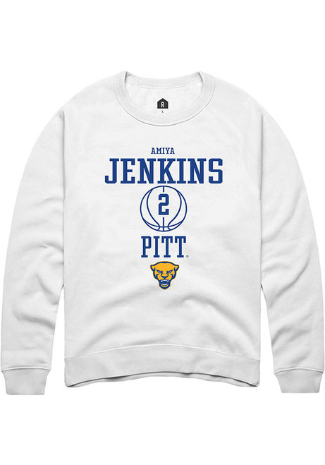 Amiya Jenkins Rally Mens White Pitt Panthers NIL Sport Icon Crew Sweatshirt