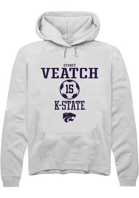 Sydney Veatch Rally Mens White K-State Wildcats NIL Sport Icon Hooded Sweatshirt