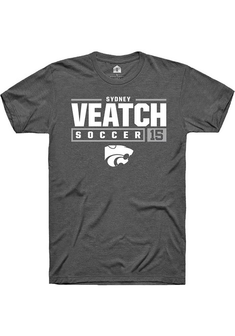 Sydney Veatch Dark Grey K-State Wildcats NIL Stacked Box Short Sleeve T Shirt