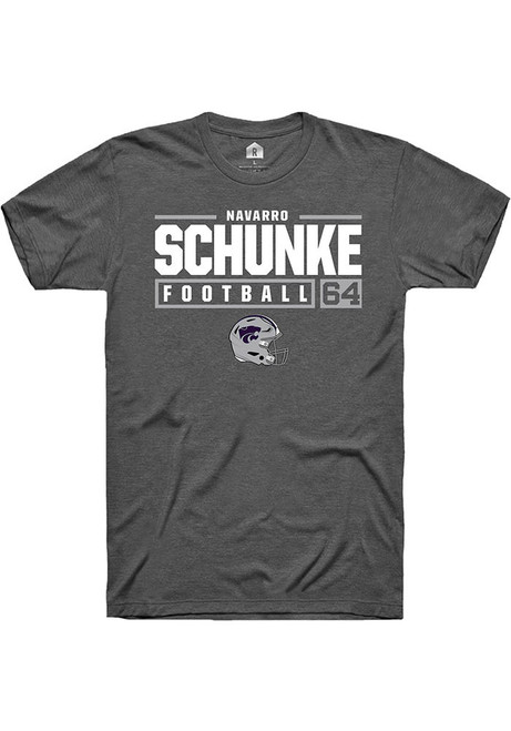 Navarro Schunke Dark Grey K-State Wildcats NIL Stacked Box Short Sleeve T Shirt