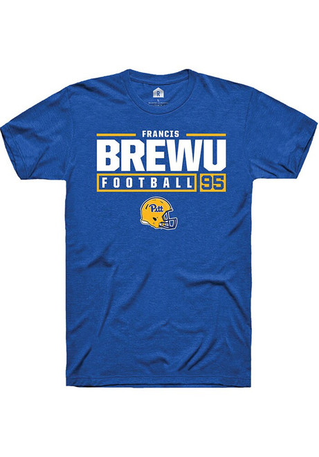 Francis Brewu Blue Pitt Panthers NIL Stacked Box Short Sleeve T Shirt