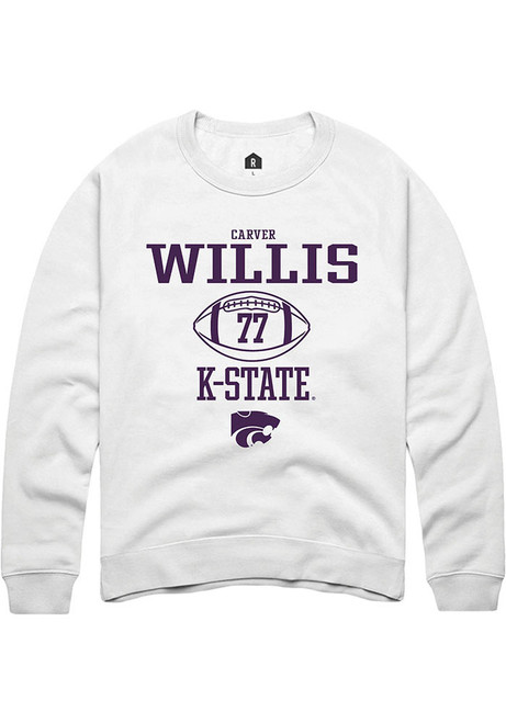 Carver Willis Rally Mens White K-State Wildcats NIL Sport Icon Crew Sweatshirt