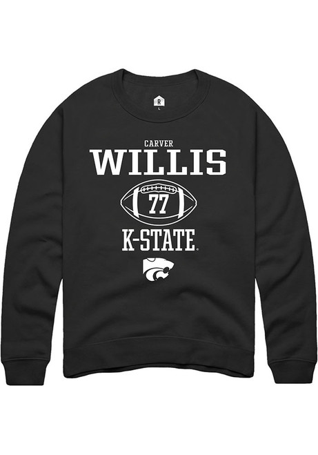 Carver Willis Rally Mens Black K-State Wildcats NIL Sport Icon Crew Sweatshirt