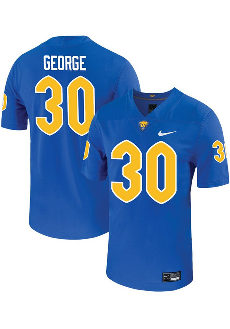 Brandon George  Mens Blue Pitt Panthers VIRTUAL NIL Game Name And Number Football Jersey