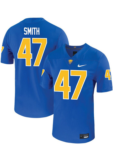 Caden Smith  Mens Blue Pitt Panthers VIRTUAL NIL Game Name And Number Football Jersey