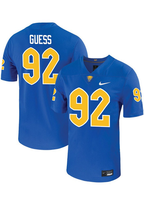 Cam Guess  Mens Blue Pitt Panthers VIRTUAL NIL Game Name And Number Football Jersey