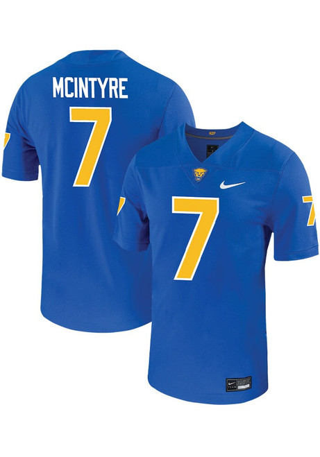 Javon Mcintyre  Mens Blue Pitt Panthers VIRTUAL NIL Game Name And Number Football Jersey