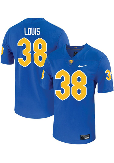 Kyle Louis  Mens Blue Pitt Panthers VIRTUAL NIL Game Name And Number Football Jersey