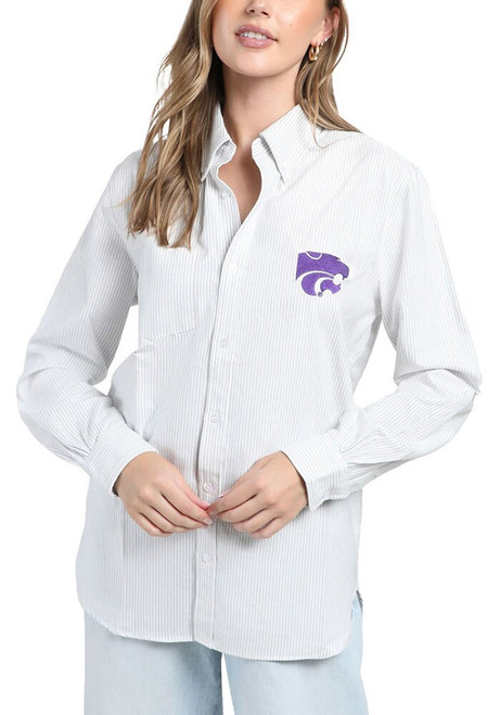 Womens K-State Wildcats Grey Hype and Vice Hamptons Long Sleeve Dress Shirt