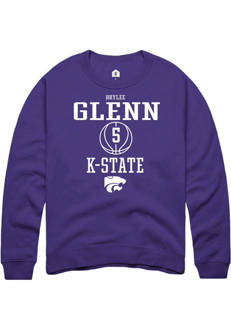 Brylee Glenn Rally Mens Purple K-State Wildcats NIL Sport Icon Crew Sweatshirt