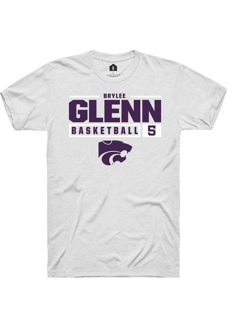Brylee Glenn White K-State Wildcats NIL Stacked Box Short Sleeve T Shirt