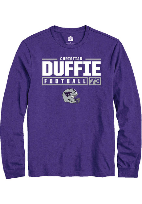 Christian Duffie Rally Mens Purple K-State Wildcats NIL Stacked Box Tee