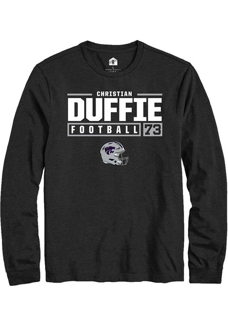 Christian Duffie Rally Mens Black K-State Wildcats NIL Stacked Box Tee