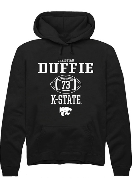 Christian Duffie Rally Mens Black K-State Wildcats NIL Sport Icon Hooded Sweatshirt