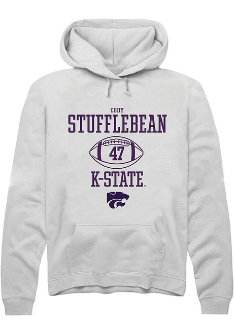 Cody Stufflebean Rally Mens White K-State Wildcats NIL Sport Icon Hooded Sweatshirt