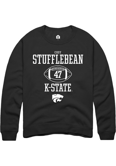 Cody Stufflebean Rally Mens Black K-State Wildcats NIL Sport Icon Crew Sweatshirt