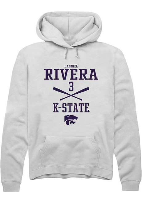 Danniel Rivera Rally Mens White K-State Wildcats NIL Sport Icon Hooded Sweatshirt