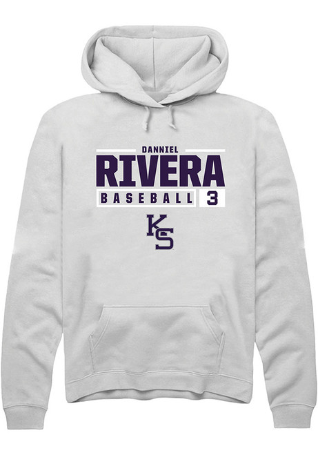 Danniel Rivera Rally Mens White K-State Wildcats NIL Stacked Box Hooded Sweatshirt