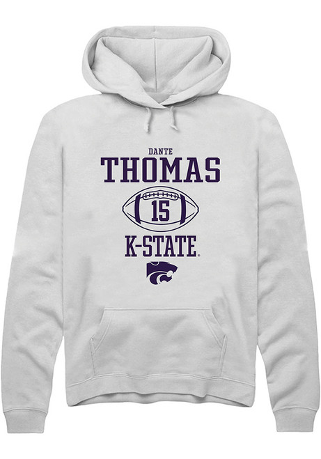 Dante Thomas Rally Mens White K-State Wildcats NIL Sport Icon Hooded Sweatshirt