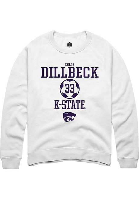 Chloe Dillbeck Rally Mens White K-State Wildcats NIL Sport Icon Crew Sweatshirt