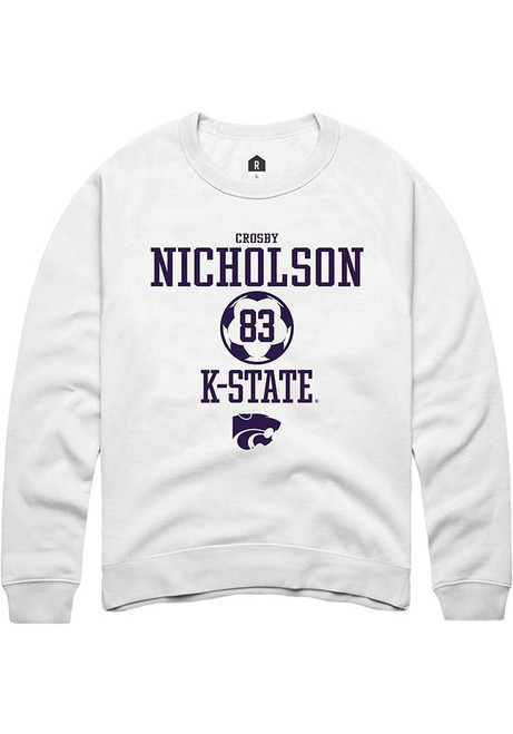 Crosby Nicholson Rally Mens White K-State Wildcats NIL Sport Icon Crew Sweatshirt