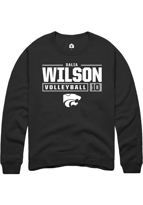 Dalia Wilson Rally Mens Black K-State Wildcats NIL Stacked Box Crew Sweatshirt