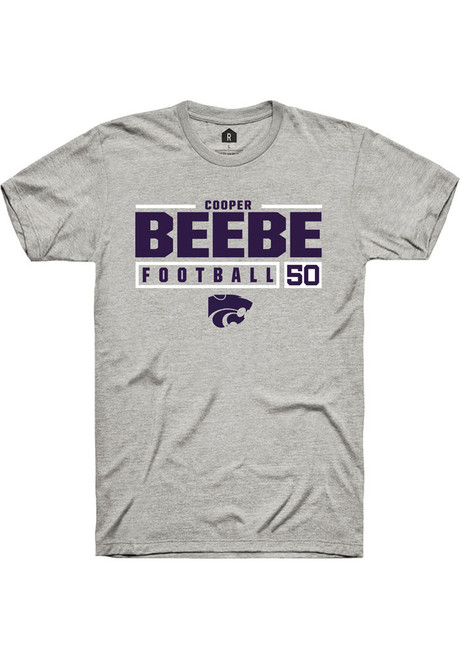 Cooper Beebe Ash K-State Wildcats NIL Stacked Box Short Sleeve T Shirt