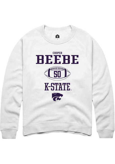 Cooper Beebe Rally Mens White K-State Wildcats NIL Sport Icon Crew Sweatshirt