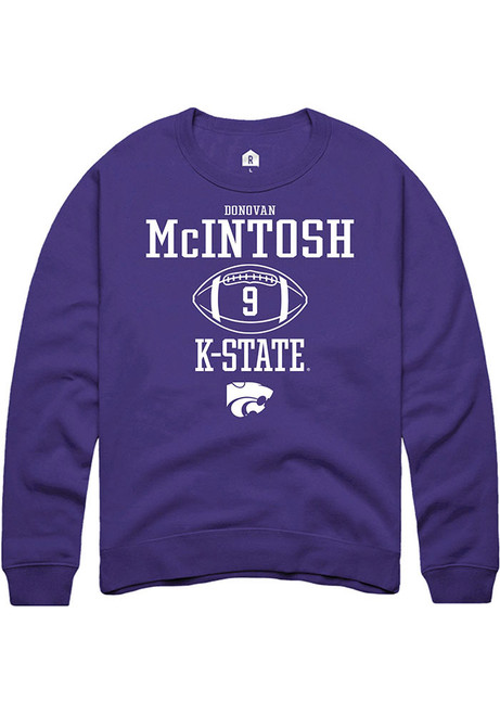 Donovan McIntosh Rally Mens Purple K-State Wildcats NIL Sport Icon Crew Sweatshirt