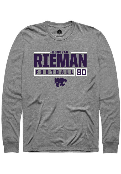 Donovan Rieman Rally Mens Graphite K-State Wildcats NIL Stacked Box Tee