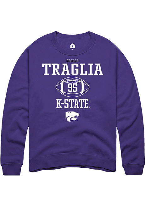 George Traglia Rally Mens Purple K-State Wildcats NIL Sport Icon Crew Sweatshirt