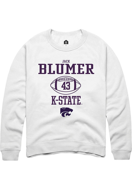 Jack Blumer Rally Mens White K-State Wildcats NIL Sport Icon Crew Sweatshirt