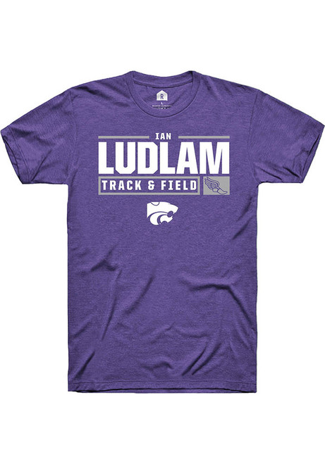 Ian Ludlam Purple K-State Wildcats NIL Stacked Box Short Sleeve T Shirt