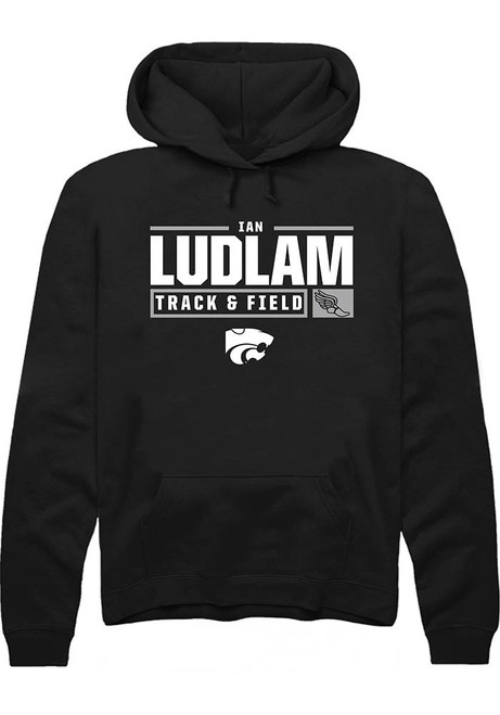 Ian Ludlam Rally Mens Black K-State Wildcats NIL Stacked Box Hooded Sweatshirt