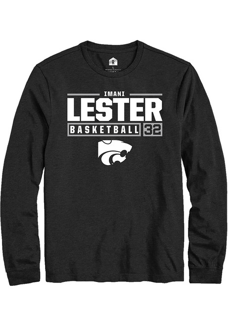 Imani Lester Rally Mens Black K-State Wildcats NIL Stacked Box Tee