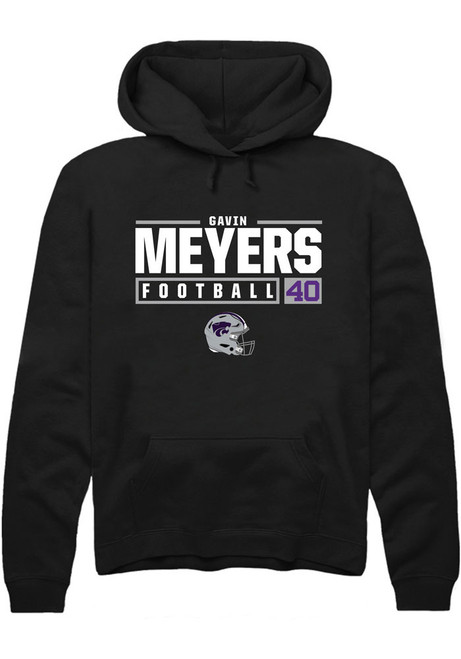 Gavin Meyers Rally Mens Black K-State Wildcats NIL Stacked Box Hooded Sweatshirt