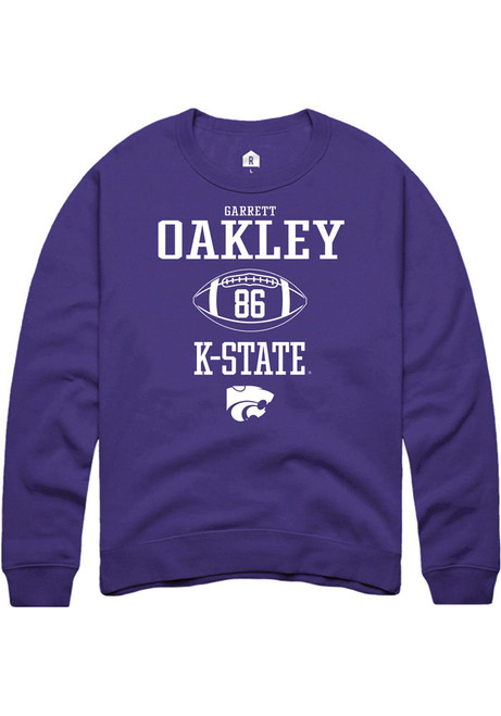 Garrett Oakley Rally Mens Purple K-State Wildcats NIL Sport Icon Crew Sweatshirt