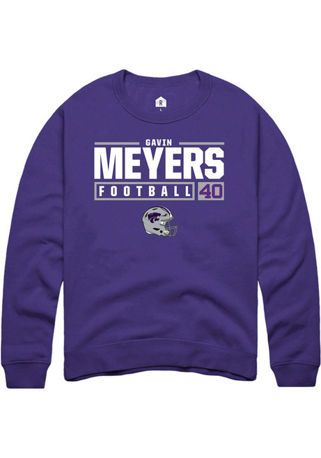 Gavin Meyers Rally Mens Purple K-State Wildcats NIL Stacked Box Crew Sweatshirt