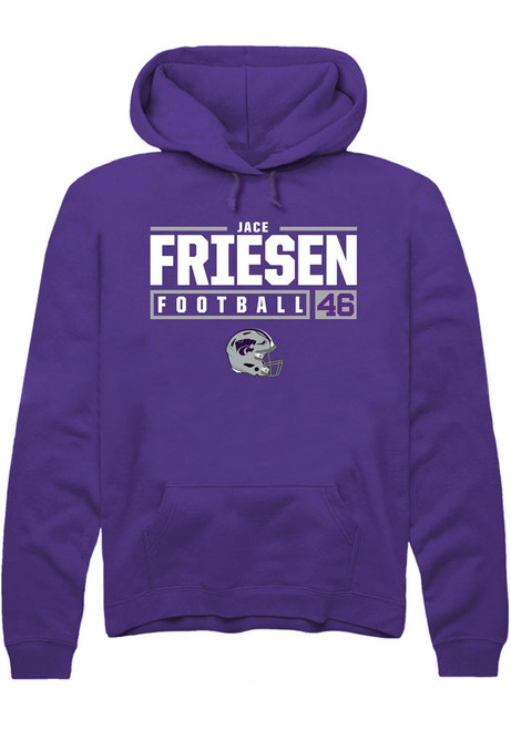 Jace Friesen Rally Mens Purple K-State Wildcats NIL Stacked Box Hooded Sweatshirt