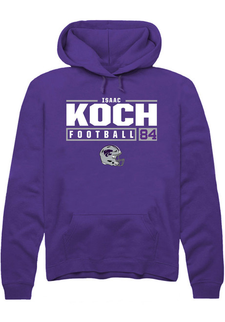 Isaac Koch Rally Mens Purple K-State Wildcats NIL Stacked Box Hooded Sweatshirt