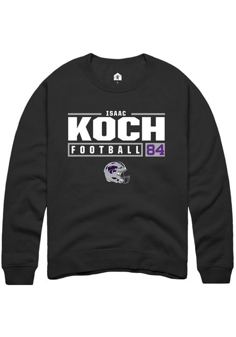 Isaac Koch Rally Mens Black K-State Wildcats NIL Stacked Box Crew Sweatshirt