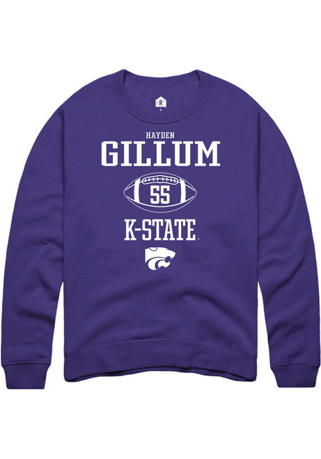 Hayden Gillum Rally Mens Purple K-State Wildcats NIL Sport Icon Crew Sweatshirt